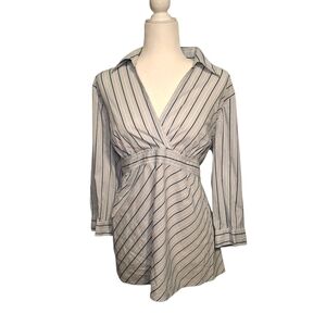 Motherhood Blue And White Striped Button Up Matetnity Top Size XL